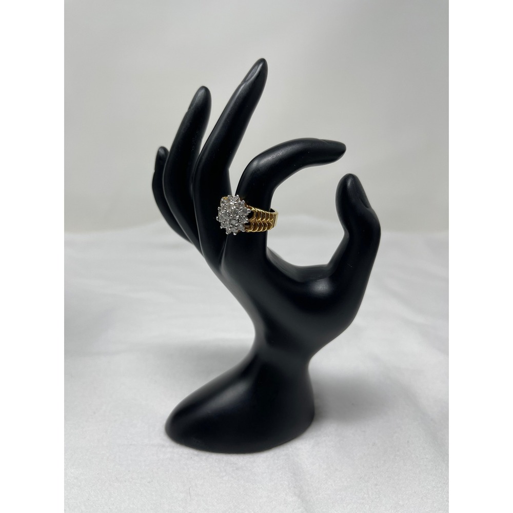 Unbranded Women Cluster Ring Size 7.25 Gold & Silver Tone Faux Diamond Cocktail